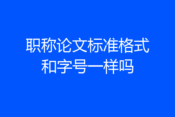职称论文标准格式和字号一样吗
