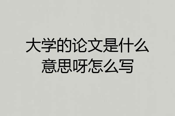 大学的论文是什么意思呀怎么写