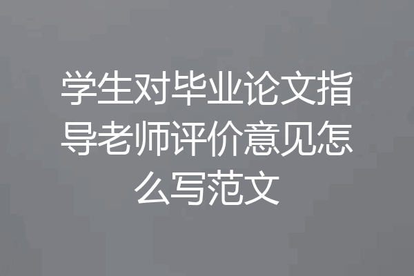 学生对毕业论文指导老师评价意见怎么写范文