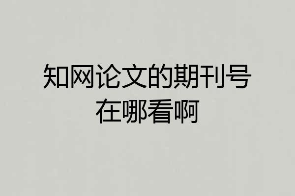 知网论文的期刊号在哪看啊