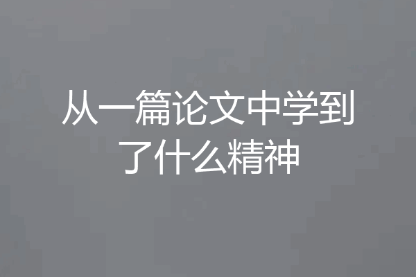 从一篇论文中学到了什么精神