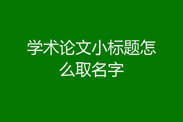 学术论文小标题怎么取名字