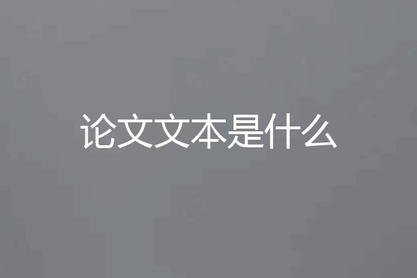 论文文本是什么