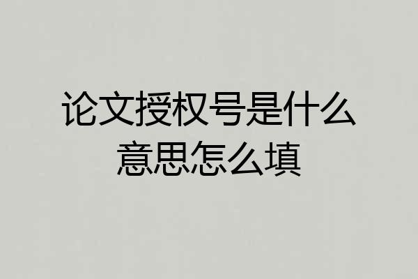 论文授权号是什么意思怎么填