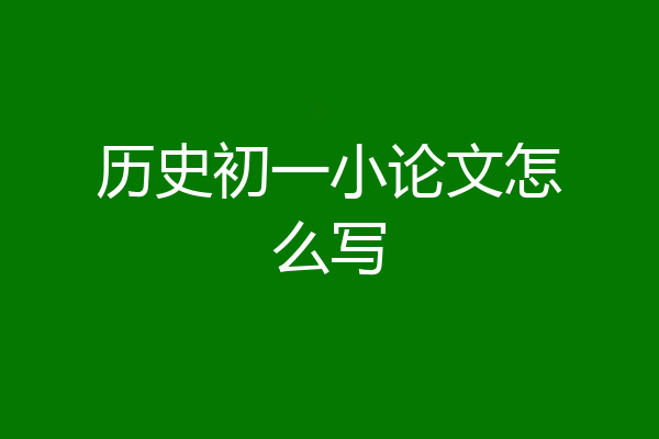 历史初一小论文怎么写