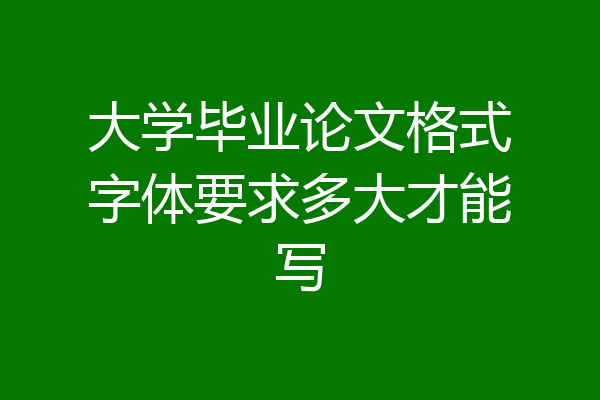 大学毕业论文格式字体要求多大才能写