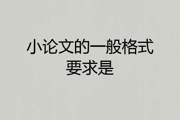 小论文的一般格式要求是