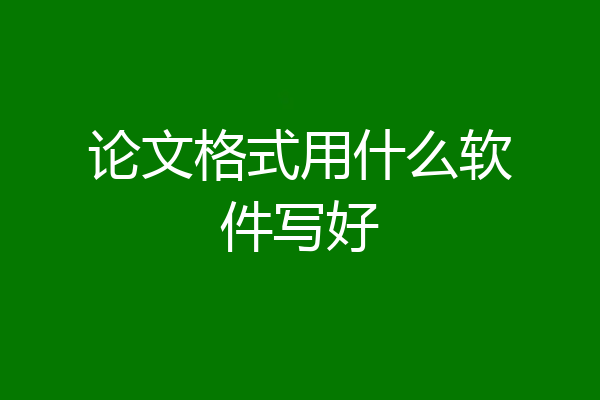 论文格式用什么软件写好