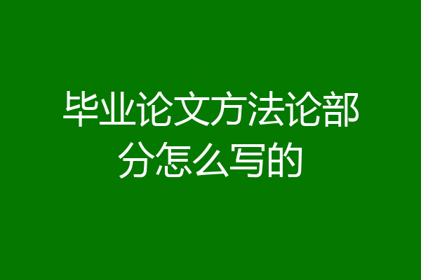 毕业论文方法论部分怎么写的