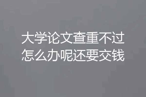 大学论文查重不过怎么办呢还要交钱