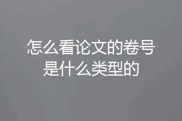 怎么看论文的卷号是什么类型的