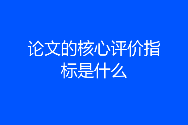 论文的核心评价指标是什么