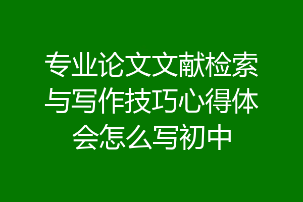 专业论文文献检索与写作技巧心得体会怎么写初中