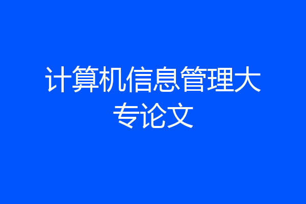 计算机信息管理大专论文