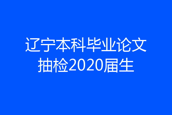 辽宁本科毕业论文抽检2020届生