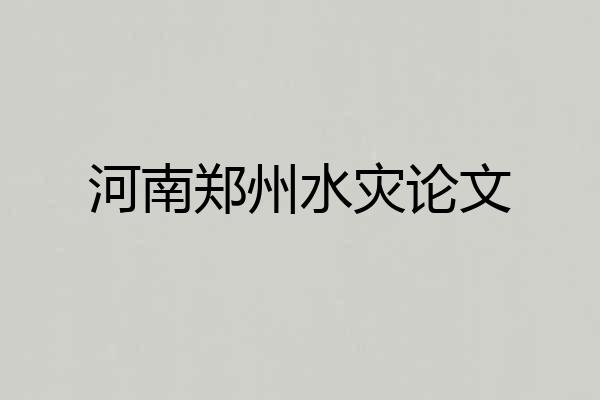 河南郑州水灾论文