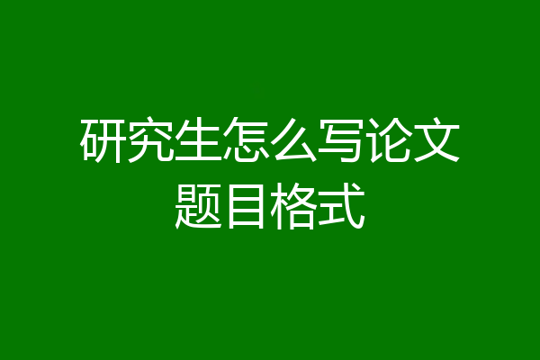 研究生怎么写论文题目格式