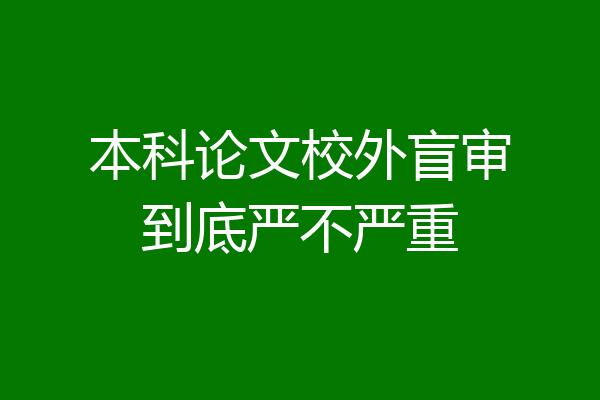 本科论文校外盲审到底严不严重