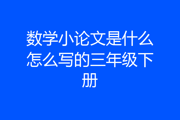 数学小论文是什么怎么写的三年级下册