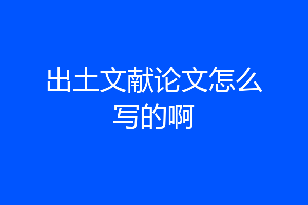 出土文献论文怎么写的啊