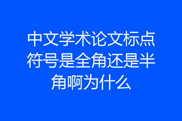 中文学术论文标点符号是全角还是半角啊为什么
