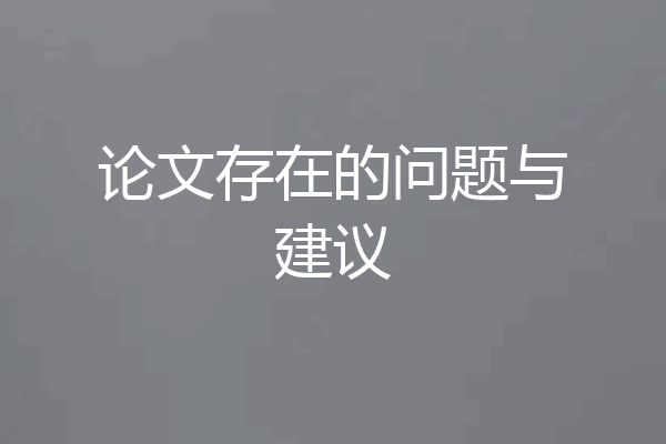论文存在的问题与建议