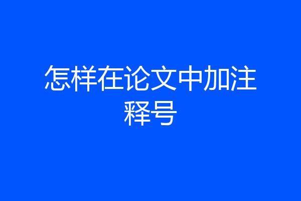 怎样在论文中加注释号