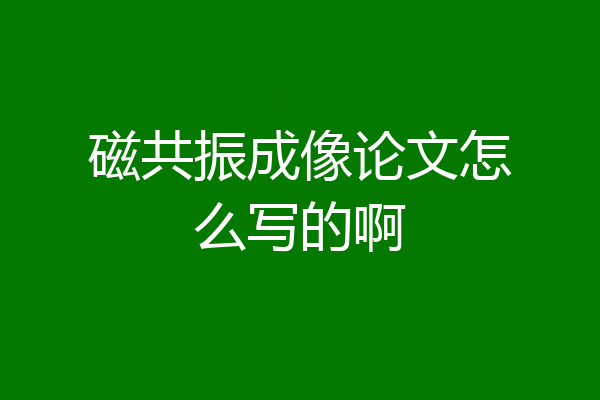 磁共振成像论文怎么写的啊