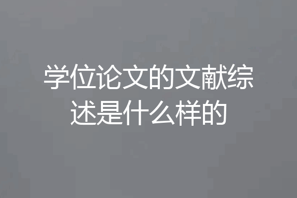 学位论文的文献综述是什么样的