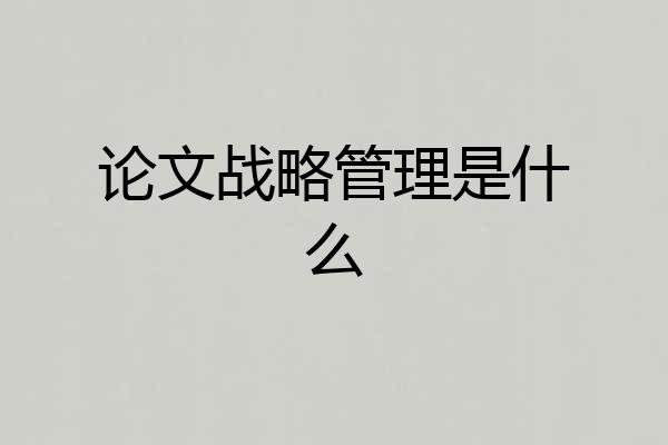 论文战略管理是什么