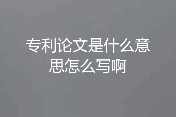 专利论文是什么意思怎么写啊