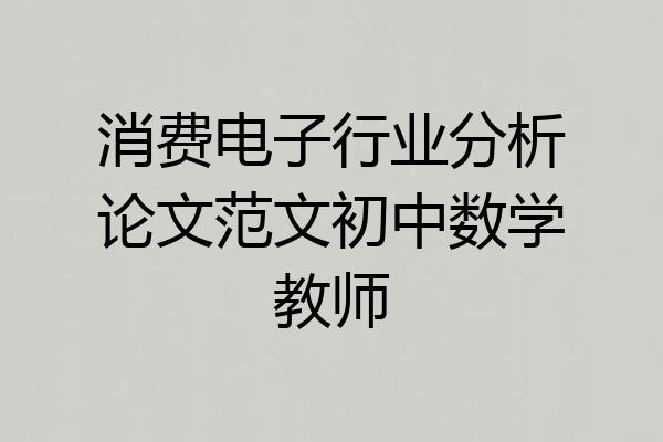 消费电子行业分析论文范文初中数学教师