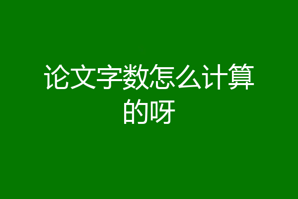 论文字数怎么计算的呀