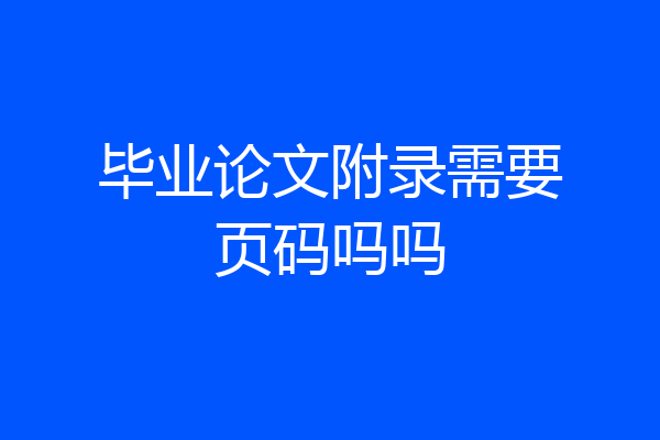 毕业论文附录需要页码吗吗