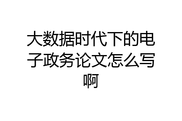 大数据时代下的电子政务论文怎么写啊