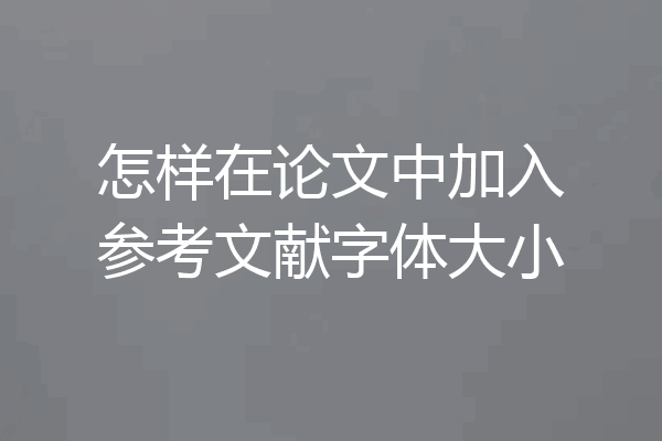 怎样在论文中加入参考文献字体大小