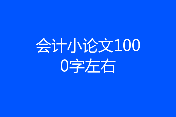 会计小论文1000字左右