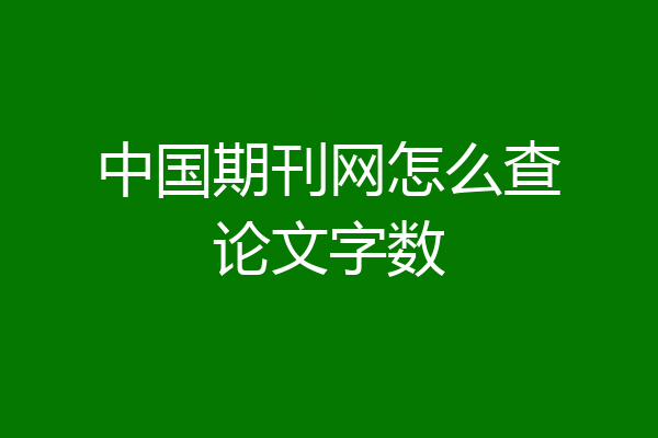 中国期刊网怎么查论文字数