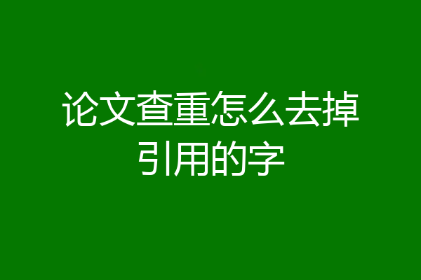 论文查重怎么去掉引用的字