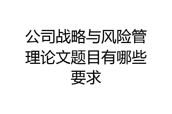 公司战略与风险管理论文题目有哪些要求