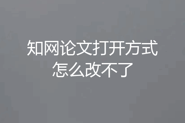 知网论文打开方式怎么改不了