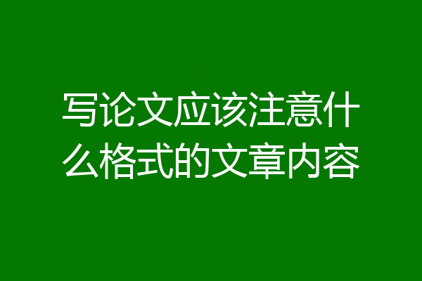 写论文应该注意什么格式的文章内容