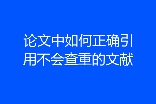 论文中如何正确引用不会查重的文献