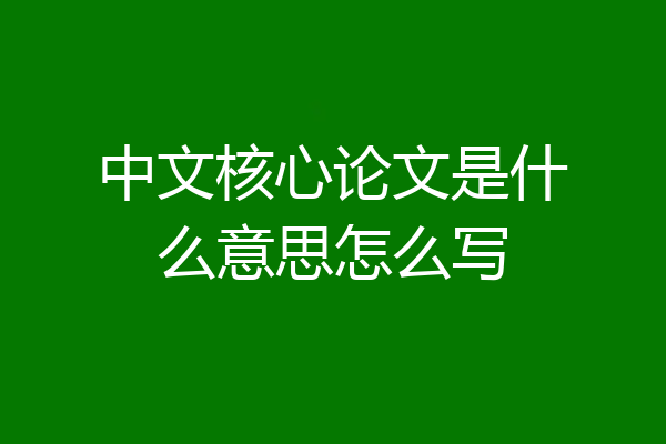 中文核心论文是什么意思怎么写