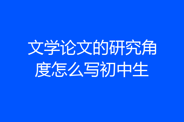 文学论文的研究角度怎么写初中生