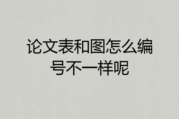 论文表和图怎么编号不一样呢