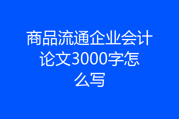 商品流通企业会计论文3000字怎么写