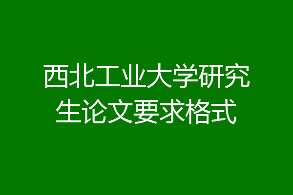西北工业大学研究生论文要求格式