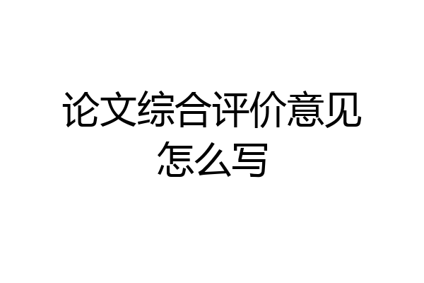 论文综合评价意见怎么写