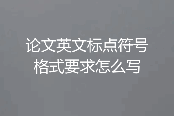 论文英文标点符号格式要求怎么写
